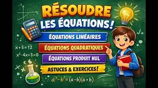 Miniature : Équations Linéaires - Équations Quadratiques - Équations Produit Nul - Cours & Exercices