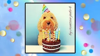 Miniature : 🐶 Kit Diamond Painting 💎 - Carte Postale Birthday ! 🎂