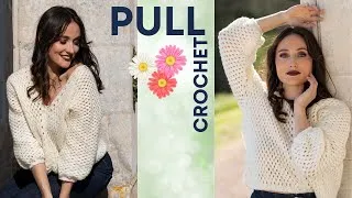 Miniature : TUTORIEL PULL AU CROCHET 🌸 COUPE BOMBER, POINT AJOURÉ / Printemps/Été 🌞