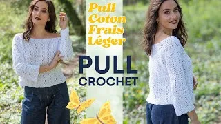 Miniature : TUTORIEL Pull Crochet 🌸 Printemps/Été 🌞 point fantaisie, ajouré 🌸