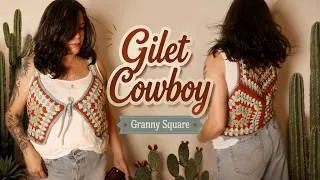 Miniature : 🤠Gilet "Cowboy" au crochet granny / Rapide et facile🤠