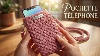 Miniature : Modèle de pochette téléphone au crochet II Tuto pas à pas FACILE