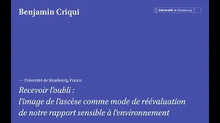 Miniature : Recevoir l’oubli, Benjamin Criqui