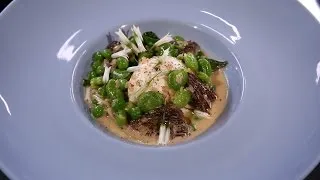 Miniature : Œuf poché, légumes verts printaniers et morilles au vin jaune par Sylvestre Wahid (#DPDC)