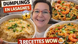 Miniature : Des dumplings en LASAGNES 😱 + crevettes piquantes & nouilles sautées