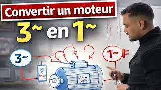 Miniature : Comment convertir un Moteur électrique 3~ Tri-phasé en Mono-phasé 