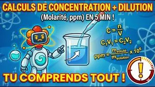 Miniature : Tous les Calculs de Concentration + Dilution (Molarité, ppm) en 5 min !