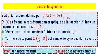 Miniature : Centre de symétrie d'une courbe - 2bac-terminale : exercice corrigé