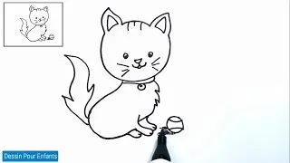 Miniature : Comment dessiner un chat FACILEMENT etape par etape 1 – Dessin chat