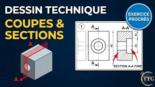 Miniature : Coupe simple, projection orthogonale, dessin technique, dessin industriel, dessinTec Gil
