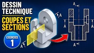 Miniature : Coupe simple, projection orthogonale, dessin technique, dessin industriel, dessinTec Gil