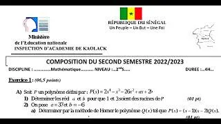 Miniature : Correction du COMPO de MATHS du seconde semestre en classe de seconde S.