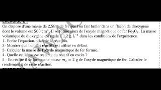 Miniature : ( PC / 2nde S ) Exercices Corrigé  / REACTIONS CHIMIQUE