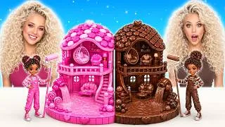 Miniature : Doll House Makeover Challenge | Défi Bubble Gum 🍬 vs Chocolat par DiLi World FR