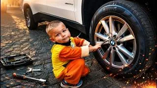 Miniature : La BMW X5 est en panne ! Un petit mécanicien sauve la voiture ! 🚗🔧