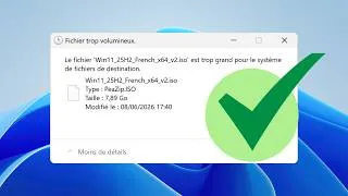 Miniature : Fichier trop volumineux pour le système de fichiers de destination — Corrigez avec une commande CMD