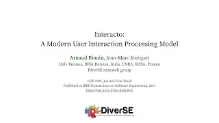 Miniature : Interacto: A Modern User Interaction Processing Model (ICSE 2022, Journal-First Track)