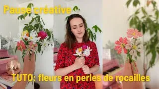 Miniature : Je crée un bouquet de fleurs avec des perles de rocailles (marguerites, cosmos, tulipes) - tuto DIY