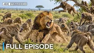 Miniature : 40 SINGES Ont Encerclé Ses PETITS... Ce Père Lion a Foncé SEUL et le Combat Est Devenu BRUTAL