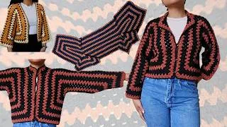 Miniature : Cardigan manches longues octogonal Cid | Tutoriel crochet