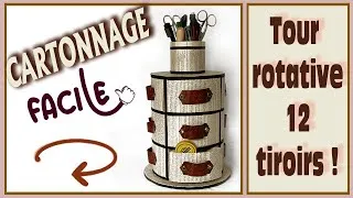 Miniature : Cartonnage facile - Tour pivotante à 12 tiroirs