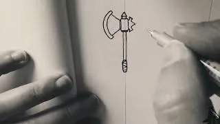 Miniature : Dessin d'une hache style D&D (JDR en général) timelapse