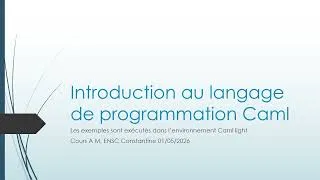 Miniature : Introduction au langage de programmation Caml
