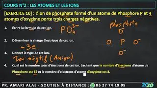 Miniature : Exercice 10 - Les atomes et les ions - 3ème année Collège (PC) - الذرات والأيونات