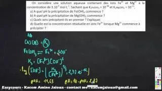 Miniature : 39-Exercice 11 - pH de debut de precipitation - Réactions Chimique SMPC