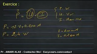 Miniature : Exercice 9 - La puissance électrique - Physique chimie - 3ème année Collège