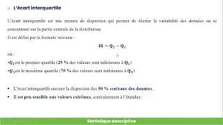 Miniature : Les mesures de dispersion : l’étendue et l’écart interquartile.