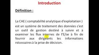 Miniature : Comptabilité Analytique S3 partie 1  introduction