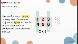 Miniature : Algèbre Matricielle : Les Bases