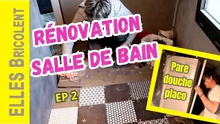 Miniature : RENOVATION SDB - GALERE  IMPREVUE EN CARRELAGE 😛-  PARE DOUCHE EN PLACO - ELLES Bricolent