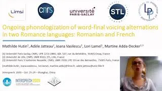 Miniature : Ongoing Phonologization of word-final voicing alternations in 2 Romance languages: Romanian & French