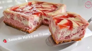 Miniature : 🍓 Cheesecake Marbré aux Fraises : Crémeux, Fondant et Irrésistible !
