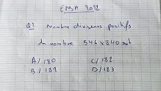 Miniature : Concours ENSA 2022 - Mathématiques - Correction Question 2 : Nombre de diviseurs