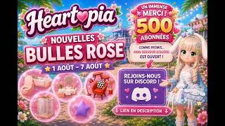 Miniature : Heartopia 💗 | 19 Bulles Roses + Les 500 abonnés… le Discord ouvre enfin ! 🎉 #heartopia #cozy #gaming