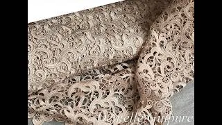 Miniature : Dentelle Guipure Festonnée 135cm Beige Nude - Qualité Couture Premium