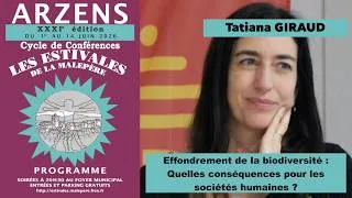 Miniature : Tatiana GIRAUD "Effondrement de la biodiversité : Quelles conséquences ?" (Arzens, 11 juin 2026)