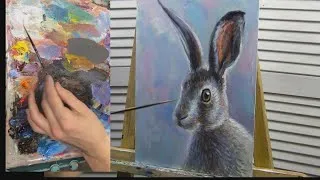 Miniature : Apprends à peindre un portrait de lièvre : technique par masses pour débutants, démo complète
