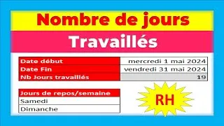 Miniature : Comment calculer le nombre de jours travaillés dans Excel 🕓📆