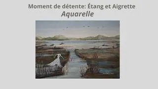 Miniature : Moment de détente: Étang et Aigrette-Aquarelle The soul of the pond