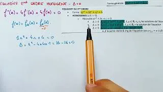 Miniature : Les Équadiffs du 2ND ORDRE HOMOGÈNES (Δ=0) - Méthode & Exemple - Équations Différentielles Bac Sup