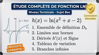 Miniature : ⚠️ NE FAITES PAS CETTE ERREUR ! Étude complète de h(x) = \ln(x^2+x-2)