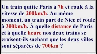 Miniature : À quelle distance de Paris et à quelle heure nos deux trains se croisent-ils ?