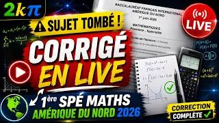 Miniature : 🔴 LIVE Corrigé Bac Anticipé 1ère Spé Math Amérique du Nord 1er juin 2026 (Sujet officiel Complet)