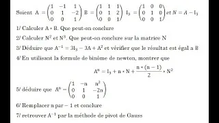 Miniature : Cours math 2 Application typique matrice - binôme de Newton - pivot de Gauss pour calculer l'inverse