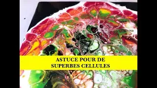Miniature : COMMENT CREER DE MAGNIFIQUES CELLULES EN ACRYLIQUE FLUIDE/POURING...Secrets et astuces 🔴🟡🟣🟢🟤🔴🟡🟣🟢🟤