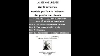 Miniature : La Bienheureuse pour la révolution mondiale pacifiste : Loi fondamentale ch. 4 articles 110 à 161